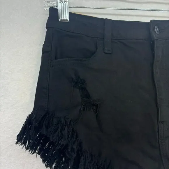 Aphrodite Hot Pant Shorts Women MEDIUM Black Distressed Frayed Casual Rave